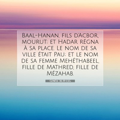 Genèse 36:39 Verset biblique expliqué