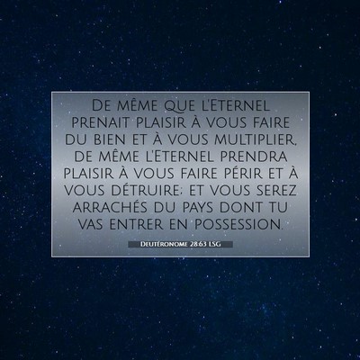 Deutéronome 28:63 LSG Image du verset biblique