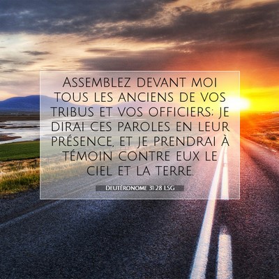 Deutéronome 31:28 LSG Image du verset biblique