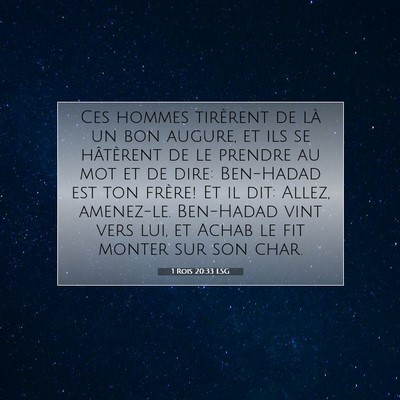 1 Rois 20:33 Verset biblique expliqué