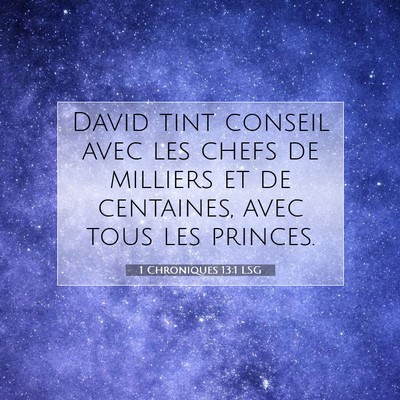 1 Chroniques 13:1 LSG Image du verset biblique