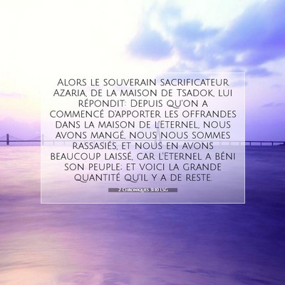 2 Chroniques 31:10 Verset biblique expliqué