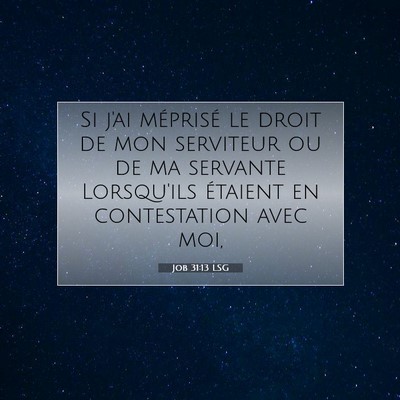 Job 31:13 LSG Image du verset biblique