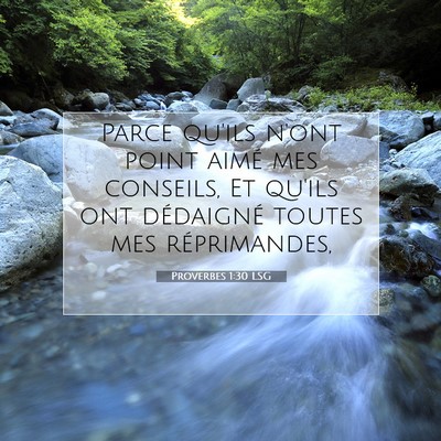 Proverbes 1:30 Verset biblique expliqué