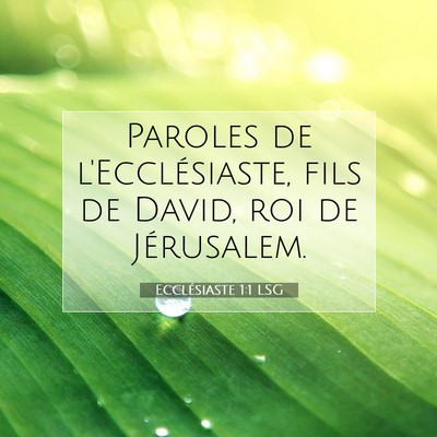Ecclésiaste 1:1 Verset biblique expliqué