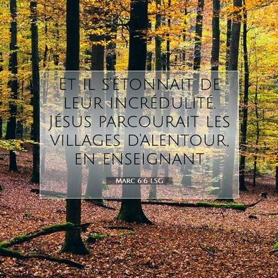Marc 6:6 LSG Image du verset biblique