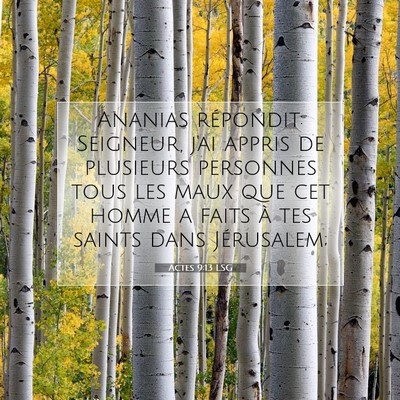 Actes 9:13 LSG Image du verset biblique