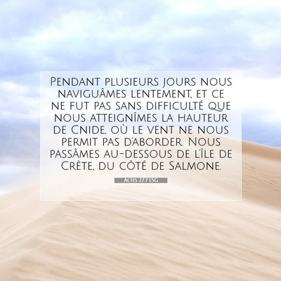 Actes 27:7 LSG Image du verset biblique