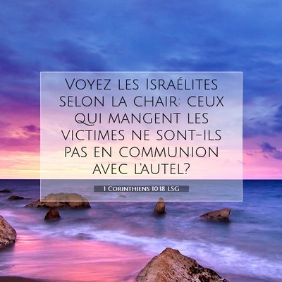 1 Corinthiens 10:18 LSG Image du verset biblique