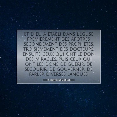 1 Corinthiens 12:28 LSG Image du verset biblique